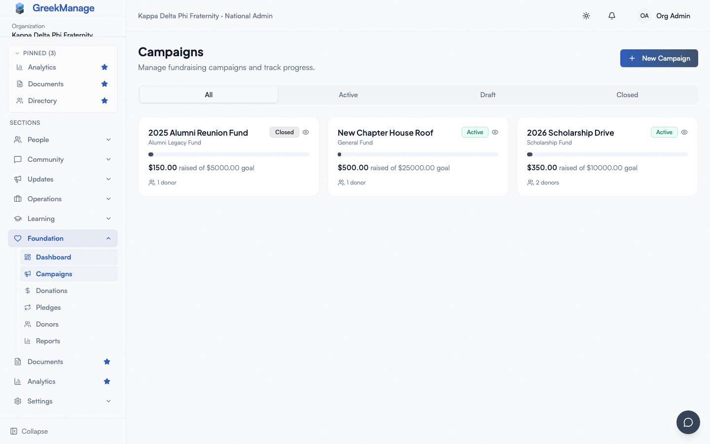 public campaign donation page rendered in a browser