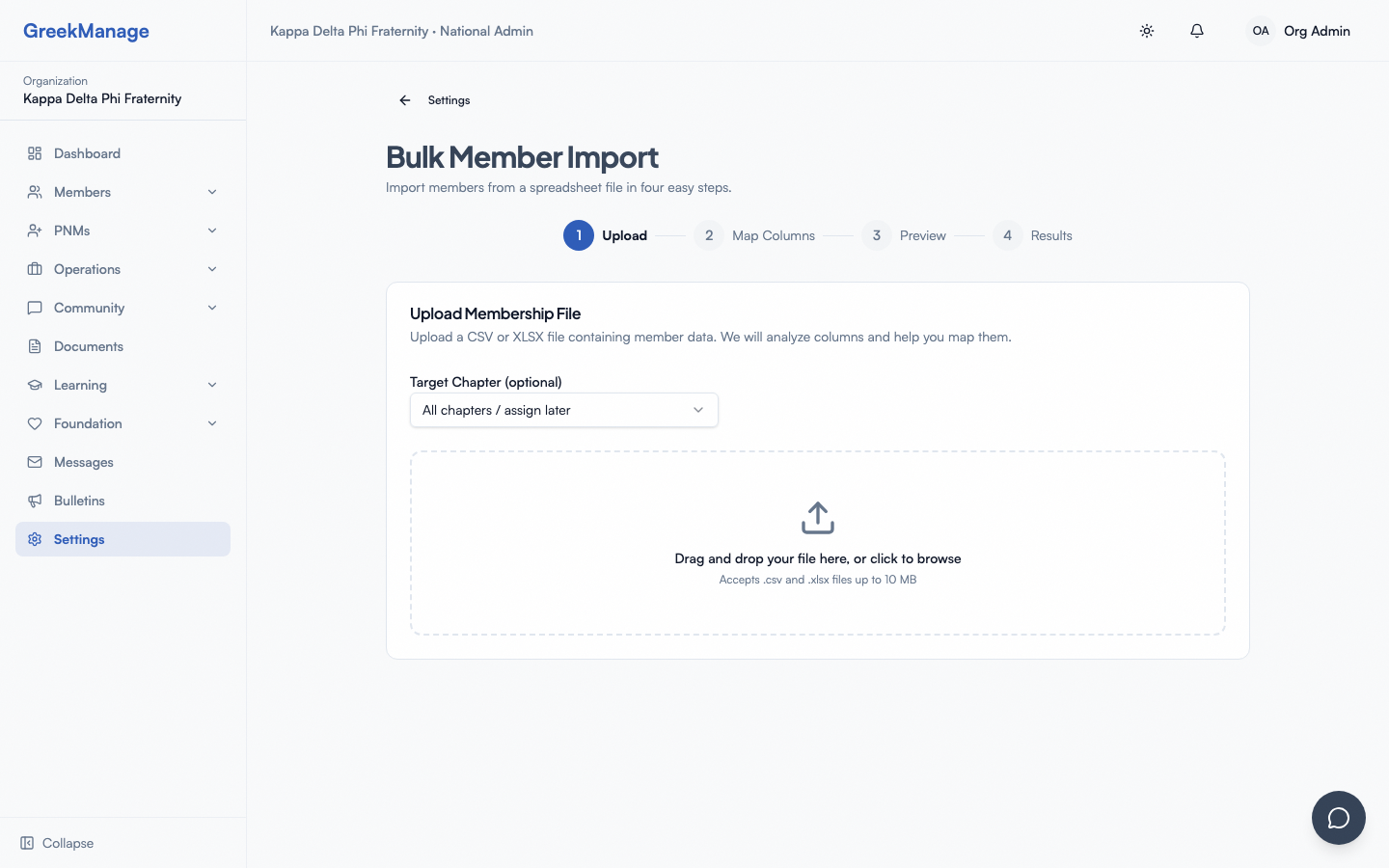 The CSV import wizard.