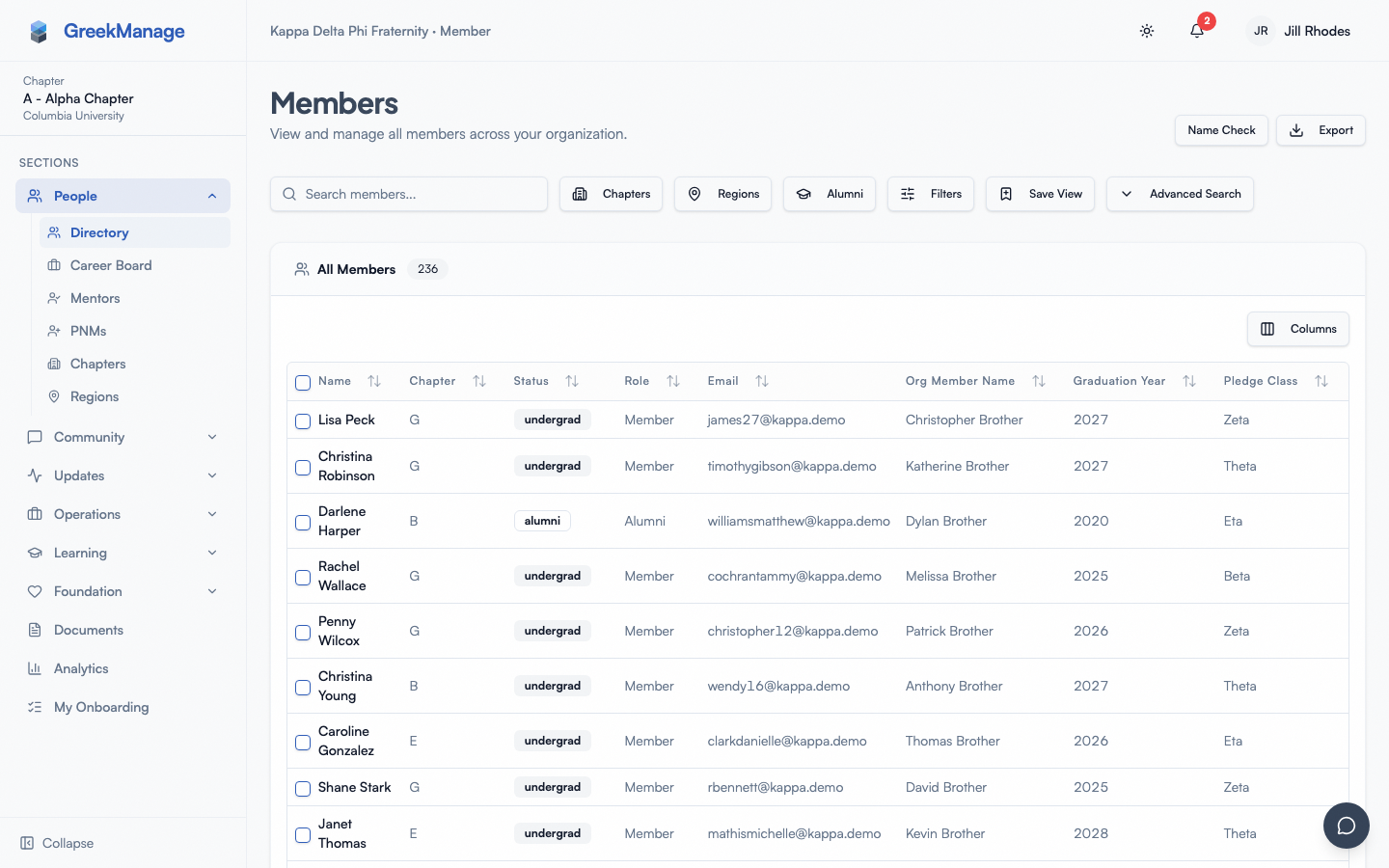 Member directory
