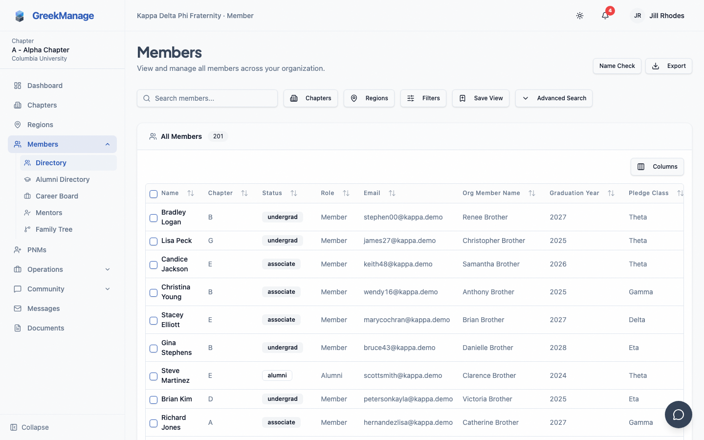 Member directory