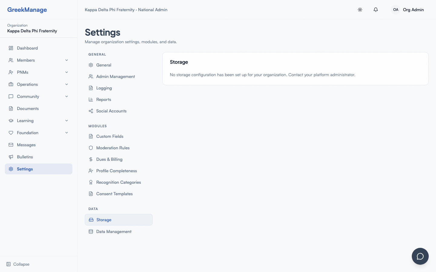 The storage configuration card.