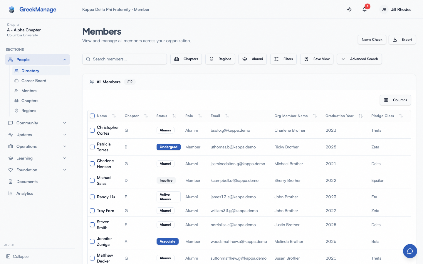 Member directory