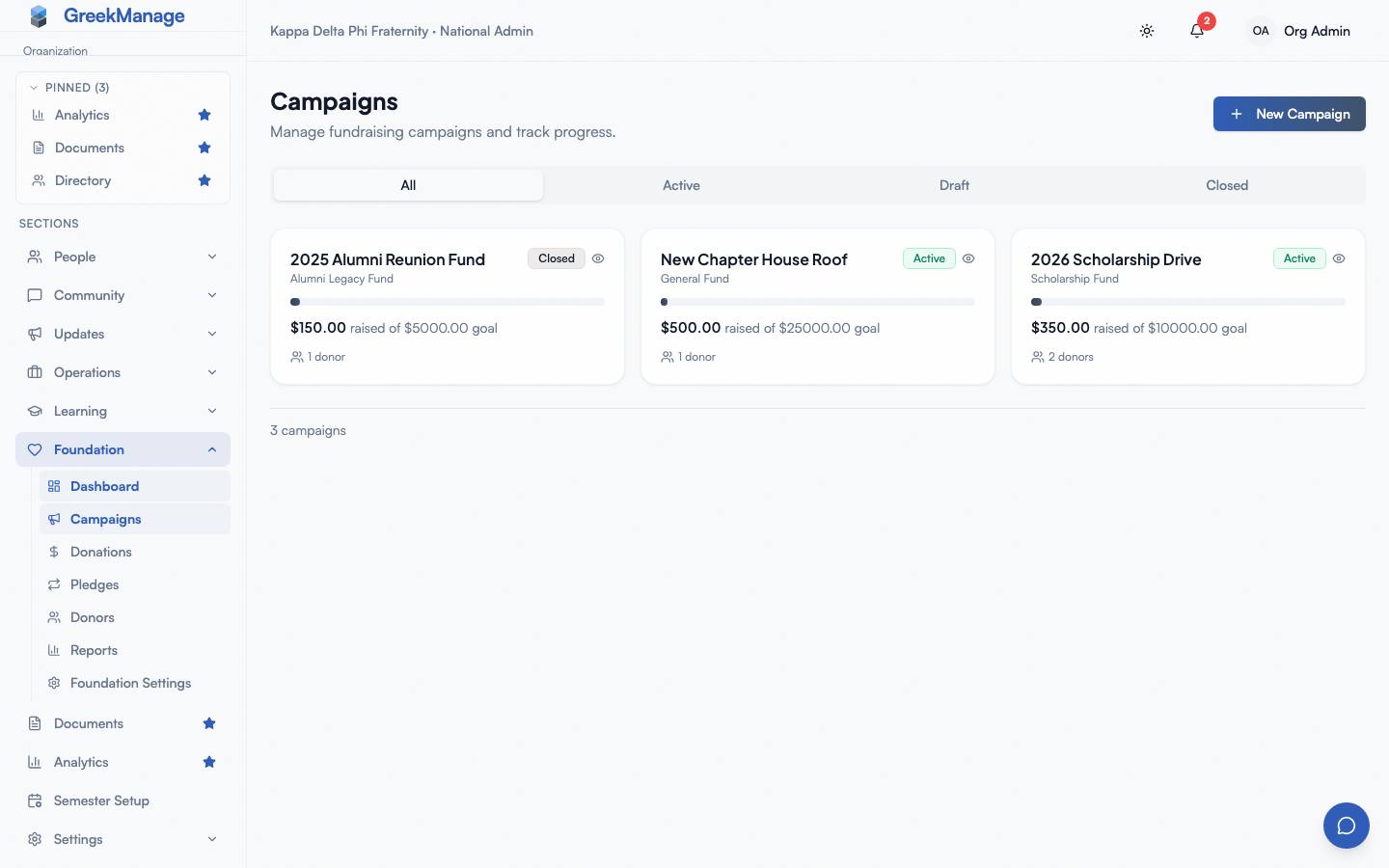 public campaign donation page rendered in a browser