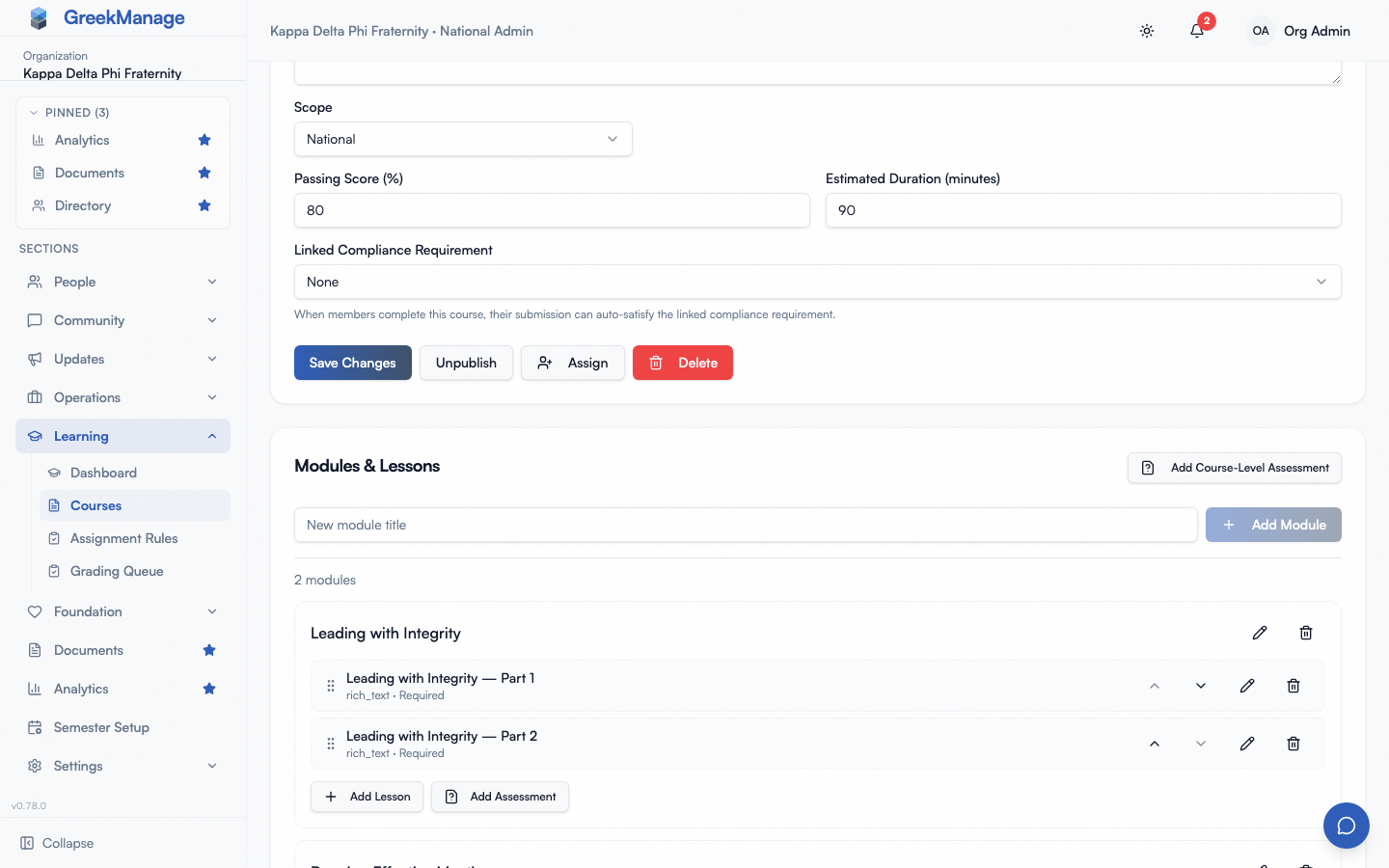 the inline ‘add module’ form