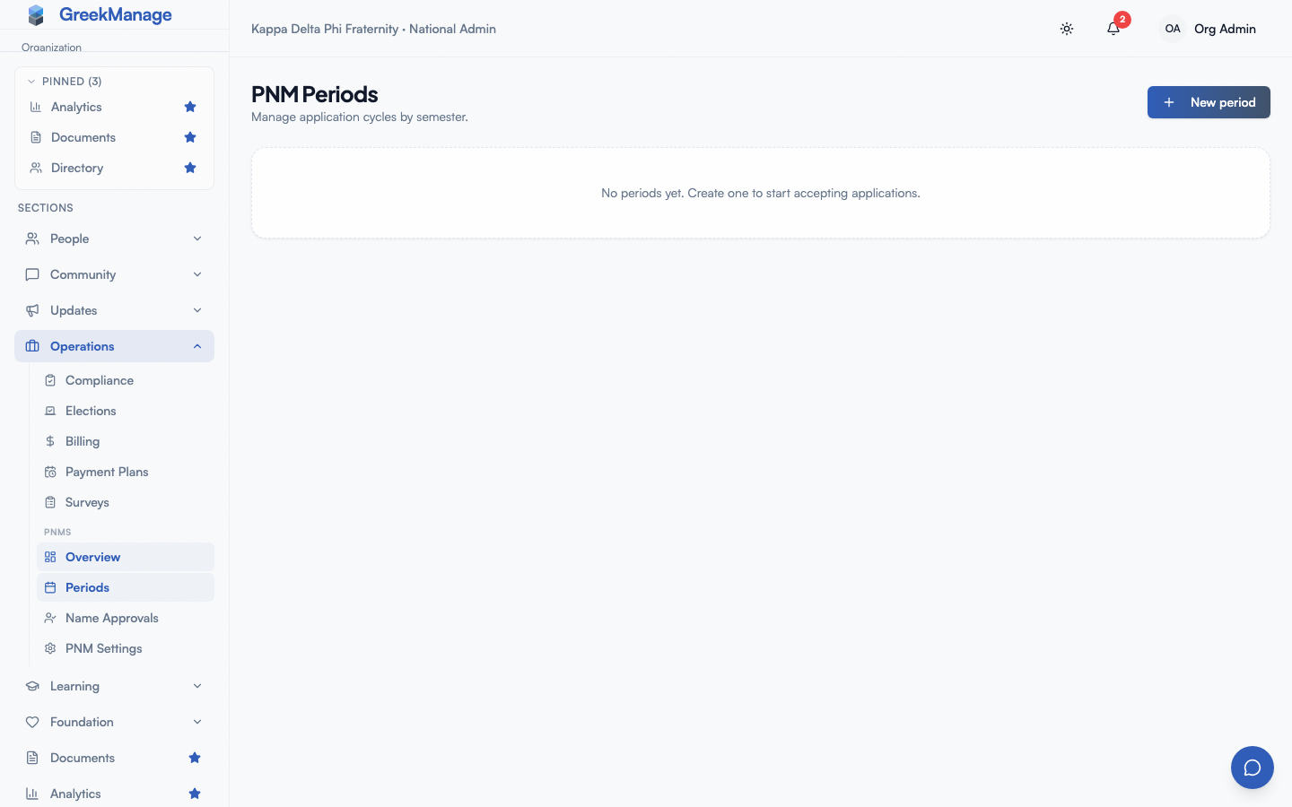 PNM periods - create form